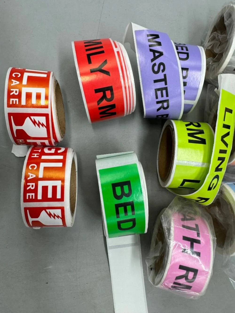 Assorted Moving Labels For Packing & Organizing  12 Rolls used READ